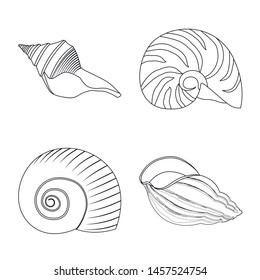 Vector design of exotic and seafood sign. Set of exotic and aquatic stock symbol for web.