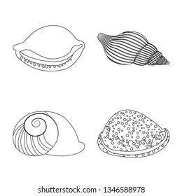 Vector design of exotic and seafood  symbol. Set of exotic and aquatic vector icon for stock.