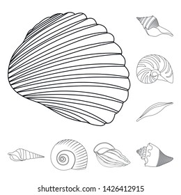 Vector design of exotic and seafood symbol. Set of exotic and aquatic stock symbol for web.