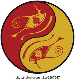 Vector design of Eye of Horus inside Yin Yang symbol