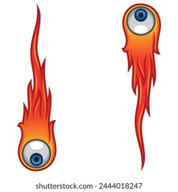 Vector design of Eye surrounded with fire in tattoo style