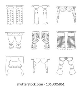 Vector design of fabric and decoration icon. Set of fabric and cornice stock symbol for web.