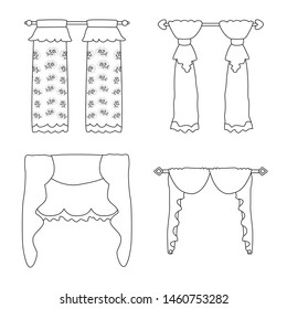 Vector design of fabric and decoration symbol. Collection of fabric and cornice stock symbol for web.