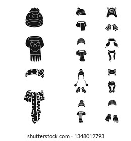 Vector design of fabric and weather  sign. Set of fabric and fashion  stock symbol for web.