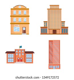 Vector design of facade and building icon. Collection of facade and exterior  vector icon for stock.