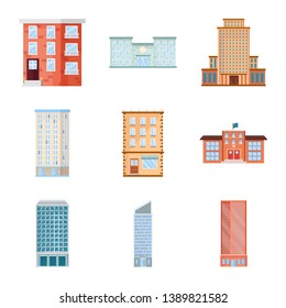 Vector design of facade and building icon. Collection of facade and exterior  vector icon for stock.