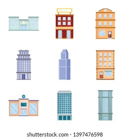 Vector design  facade and building icon. Set  facade and exterior  vector icon for stock.