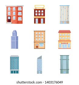 Vector design of facade and building symbol. Collection of facade and exterior  stock vector