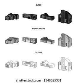 Vector design of facade and housing icon. Collection of facade and infrastructure stock vector illustration.
