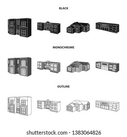 Vector design of facade and housing icon. Collection of facade and infrastructure vector icon for stock.