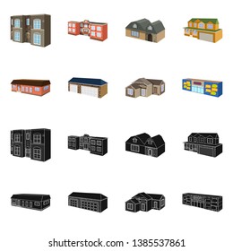 Vector design of facade and housing icon. Collection of facade and infrastructure stock vector illustration.
