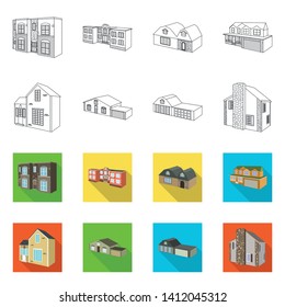 Vector design of facade and housing icon. Set of facade and infrastructure stock vector illustration.
