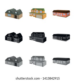 Vector design of facade and housing icon. Collection of facade and infrastructure stock symbol for web.