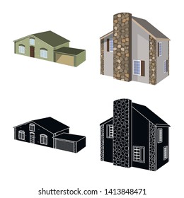 Vector design of facade and housing icon. Collection of facade and infrastructure stock vector illustration.