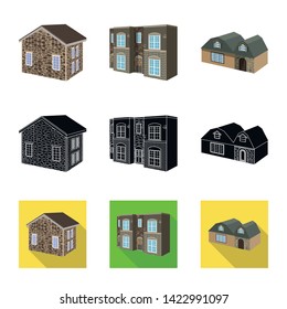 Vector design of facade and housing icon. Collection of facade and infrastructure stock vector illustration.