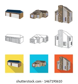 Vector design of facade and housing icon. Collection of facade and infrastructure stock symbol for web.