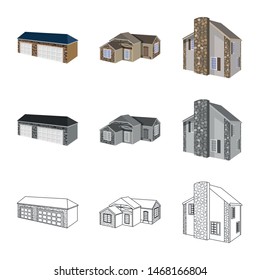 Vector design of facade and housing icon. Set of facade and infrastructure vector icon for stock.