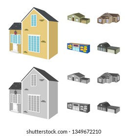 Vector design of facade and housing logo. Collection of facade and infrastructure vector icon for stock.