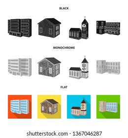 Vector design of facade and housing logo. Set of facade and infrastructure stock vector illustration.