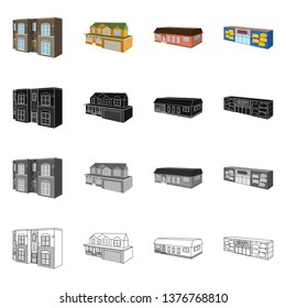 Vector design of facade and housing logo. Set of facade and infrastructure vector icon for stock.