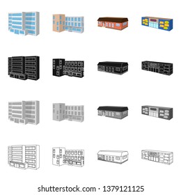 Vector design of facade and housing logo. Collection of facade and infrastructure stock symbol for web.