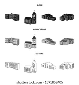 Vector design of facade and housing logo. Set of facade and infrastructure stock vector illustration.