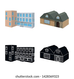 Vector design of facade and housing logo. Collection of facade and infrastructure vector icon for stock.