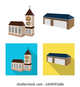 Vector design of facade and housing logo. Set of facade and infrastructure vector icon for stock.