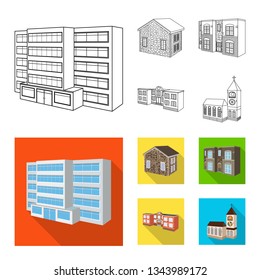 Vector design of facade and housing sign. Collection of facade and infrastructure stock vector illustration.