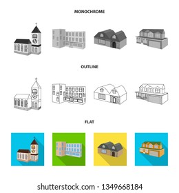 Vector design of facade and housing sign. Set of facade and infrastructure stock symbol for web.