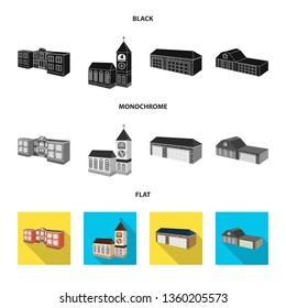 Vector design of facade and housing sign. Set of facade and infrastructure stock symbol for web.