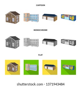 Vector design of facade and housing sign. Collection of facade and infrastructure vector icon for stock.