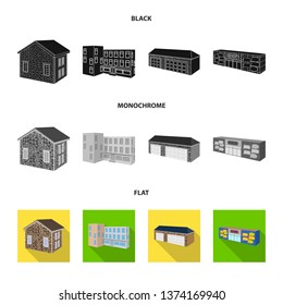 Vector design of facade and housing sign. Set of facade and infrastructure stock vector illustration.