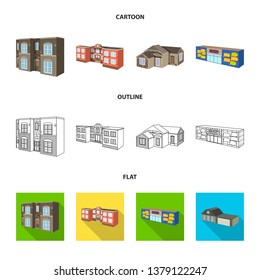 Vector design of facade and housing sign. Set of facade and infrastructure stock vector illustration.