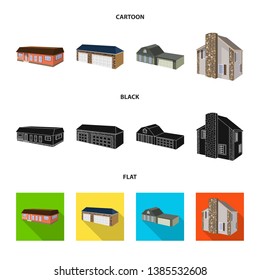 Vector design of facade and housing sign. Set of facade and infrastructure stock vector illustration.