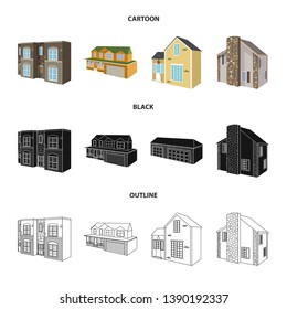 Vector design of facade and housing sign. Collection of facade and infrastructure stock symbol for web.
