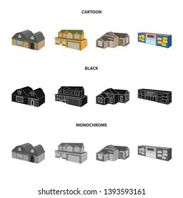 Vector design of facade and housing sign. Set of facade and infrastructure stock vector illustration.