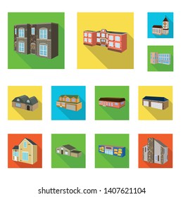 Vector design of facade and housing sign. Set of facade and infrastructure stock symbol for web.