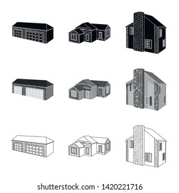 Vector design of facade and housing sign. Set of facade and infrastructure vector icon for stock.