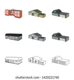Vector design of facade and housing sign. Collection of facade and infrastructure vector icon for stock.
