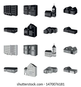Vector design of facade and housing sign. Collection of facade and infrastructure vector icon for stock.