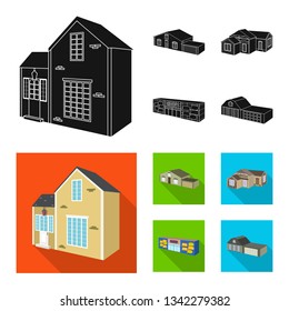 Vector design of facade and housing symbol. Set of facade and infrastructure stock symbol for web.