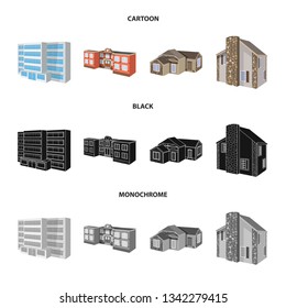 Vector design of facade and housing symbol. Set of facade and infrastructure vector icon for stock.