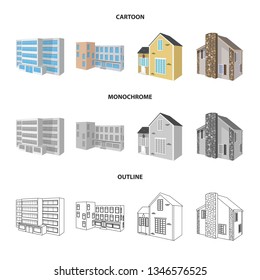 Vector design of facade and housing symbol. Set of facade and infrastructure stock symbol for web.