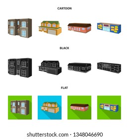 Vector design of facade and housing symbol. Collection of facade and infrastructure vector icon for stock.