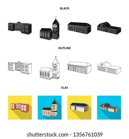 Vector design of facade and housing symbol. Set of facade and infrastructure stock symbol for web.