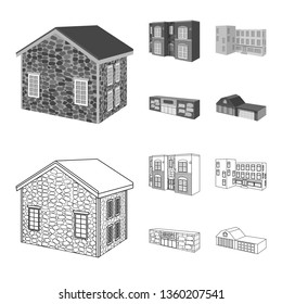 Vector design of facade and housing symbol. Collection of facade and infrastructure vector icon for stock.