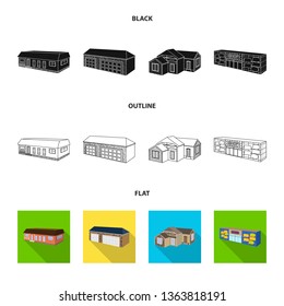 Vector design of facade and housing symbol. Set of facade and infrastructure stock vector illustration.