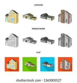 Vector design of facade and housing symbol. Collection of facade and infrastructure stock vector illustration.