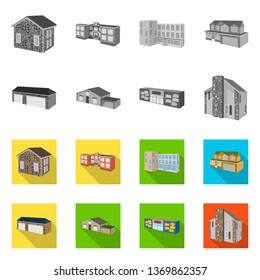 Vector design of facade and housing symbol. Collection of facade and infrastructure vector icon for stock.